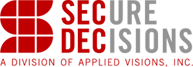 Secure Decisions logo in red and grey text - A division of Applied Visions in red text